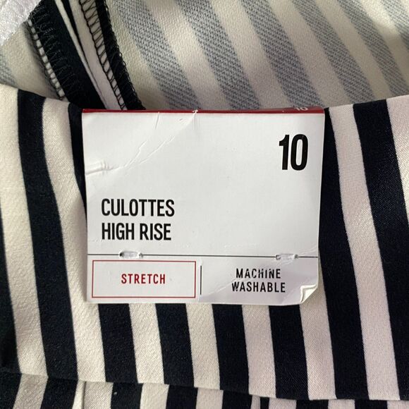 New Express Striped High Rise Wide Leg Culotte Pant Women's Size 10 - Picture 5 of 12